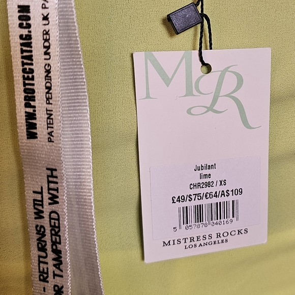 NWT Mistress Rocks Los Angeles lime green 2 piece long sleeve crop top size XS - Picture 8 of 11